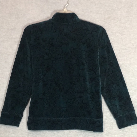 LAURA SCOTT Comfy Cozy Velour Zipper Jacket with Floral Design & Pockets - Picture 3 of 15